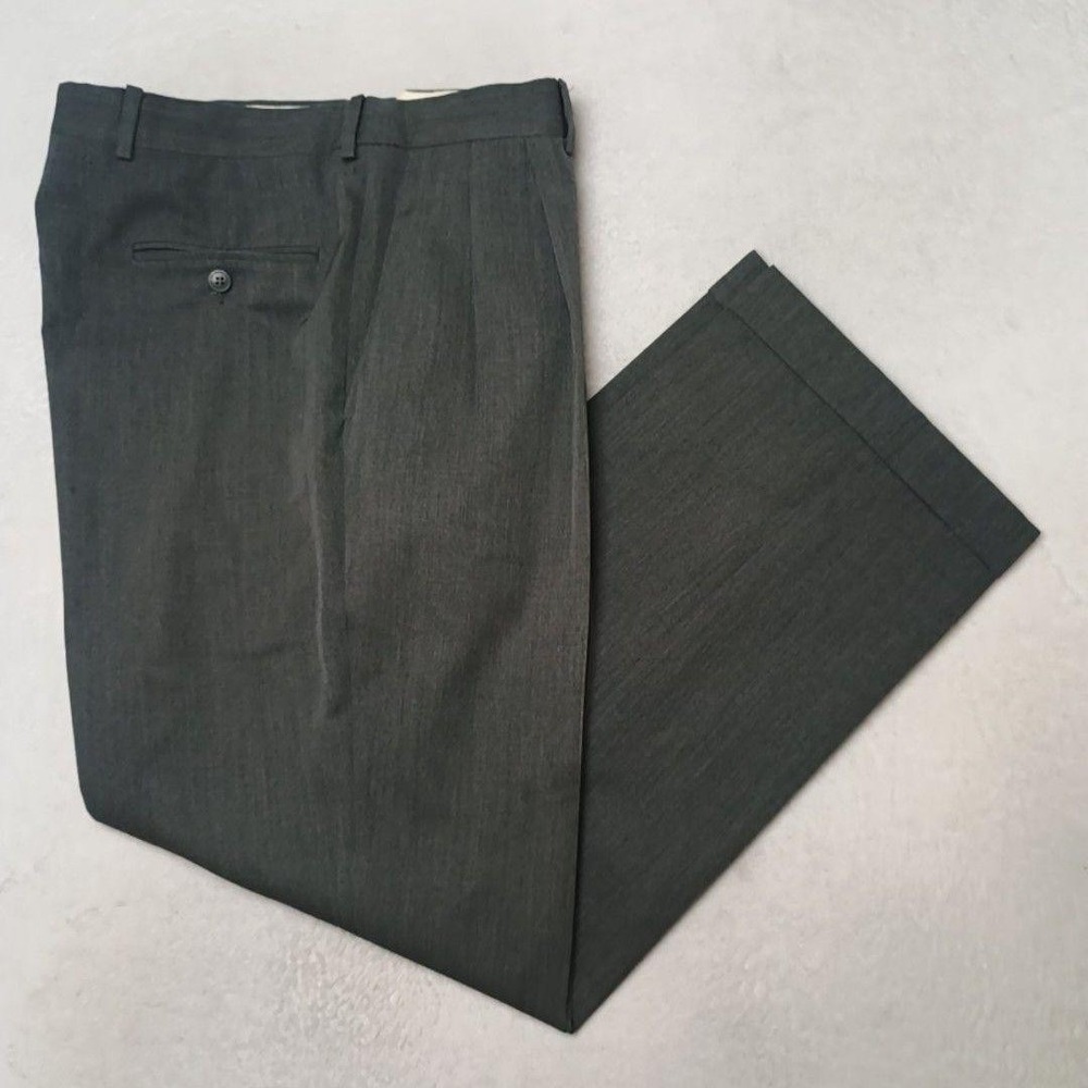 Jack Victor Pants Mens 35x30 Gray Michael Wool Pleated Cuffed Dress Mark Shale